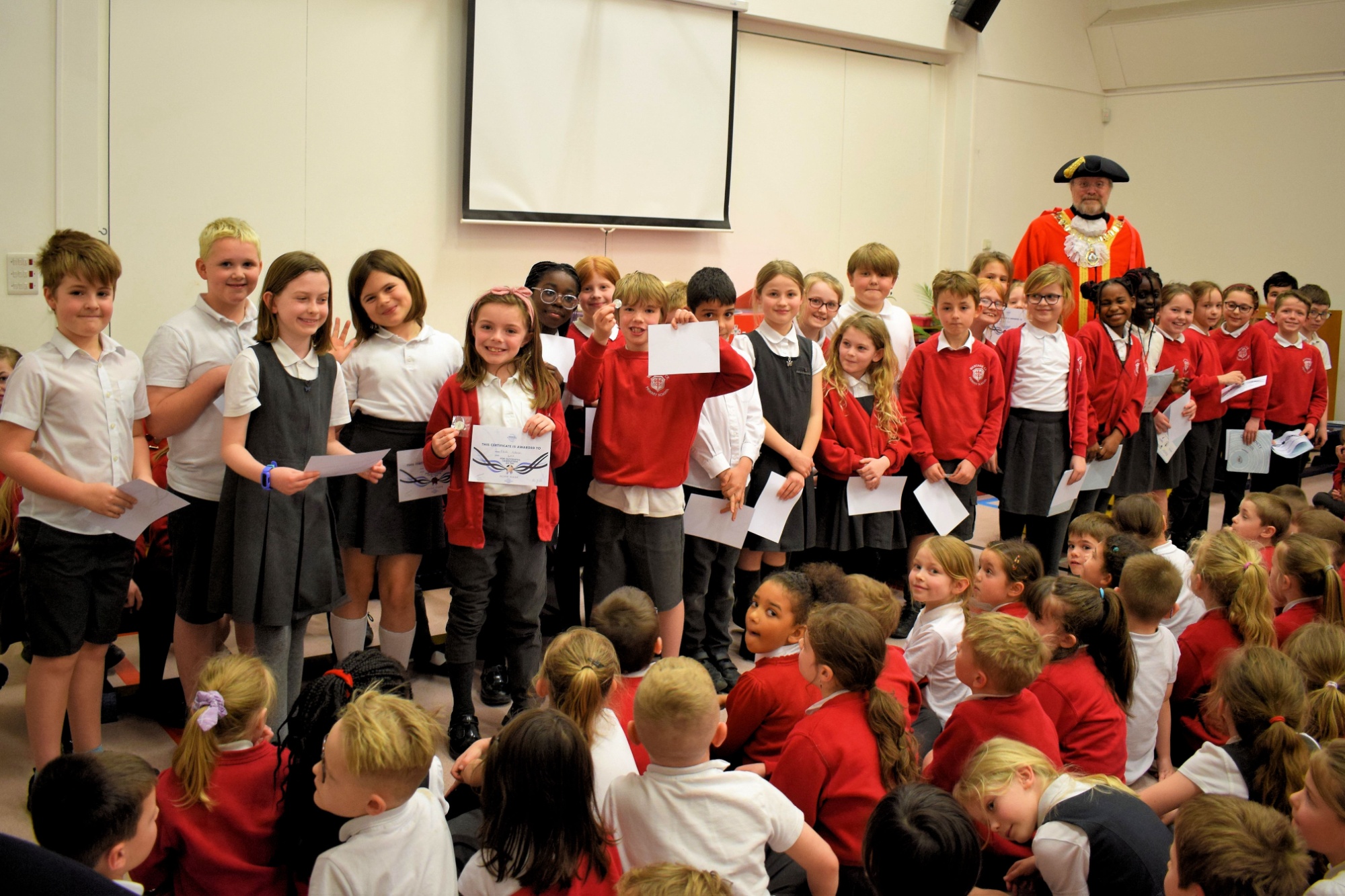 Pupils receiving their Character and Citizenship Awards 2023